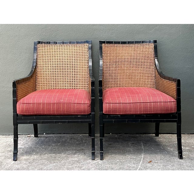 Exude sophisticated tropical glamour with this striking pair of vintage lounge chairs. Drawing significant influence from...