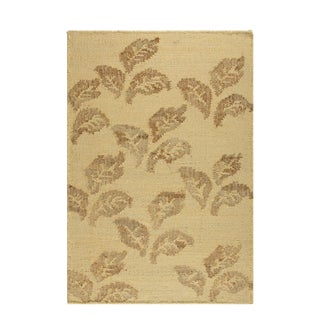 Rug & Kilim's Block Print Flatweave Runner with Beige-Brown Floral Patterns s - 3x12 For Sale