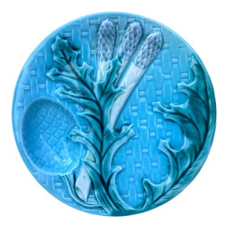 Majolica Asparagus Plate Clairefontaine, Circa 1880 For Sale