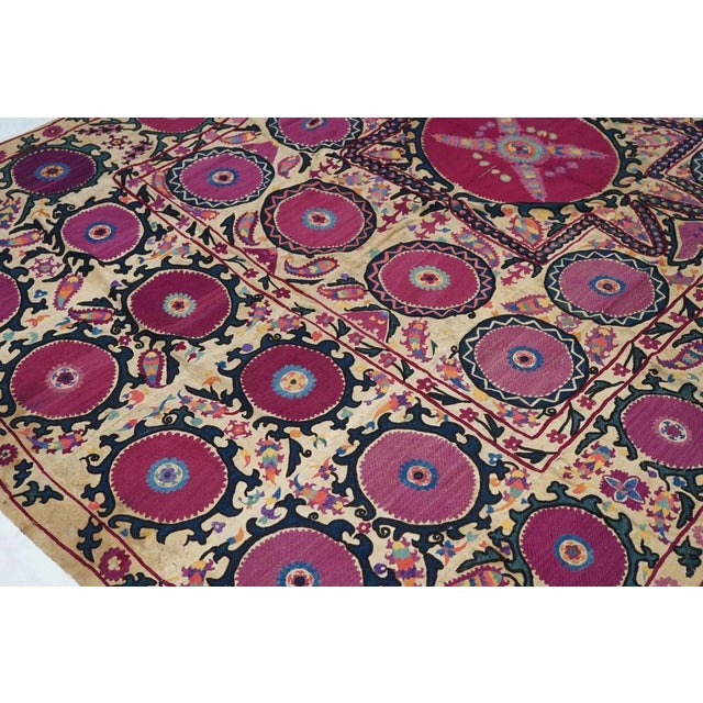 Pink Antique Uzbekistan Suzani Textile Rug 6'2'' x 9'9'' For Sale - Image 8 of 11