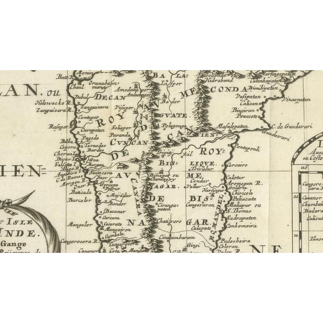 Paper Southern India Map by Nicolas Sanson, 1683 For Sale - Image 7 of 10