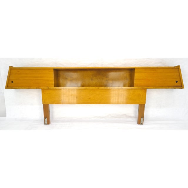 Tangerine Edmund Spence Blond Birch 92" Long Headboard Bed w/ Storage Compartment c1960s For Sale - Image 8 of 15