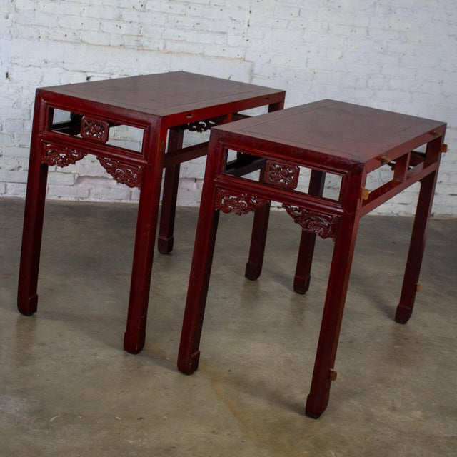 Early 19th to 20th Century Chinese Hongmu Pair of Alter or Console Tables or Center Table For Sale - Image 6 of 18