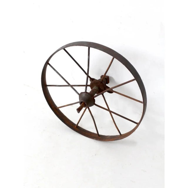 Antique Iron Cart Wheel For Sale - Image 10 of 13