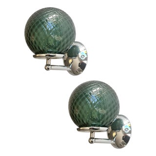 Green Ballotton Murano Glass Wall Sconces by Simoeng, Set of 2 For Sale