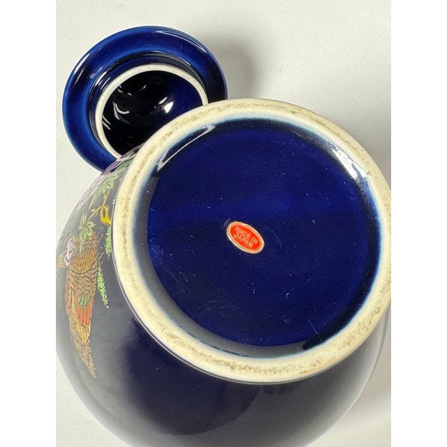Vintage Japanese Asian Cobalt Blue LIdded Ginger Jar, Cobalt Blue, Lavender, Gold For Sale - Image 12 of 12