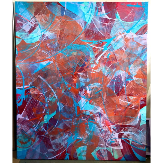 Abstract Expressionism 2005 Large Abstract Expressionist Gestural Oil Painting by Sheldon Berlyn, "Red White Blue" For Sale - Image 3 of 13