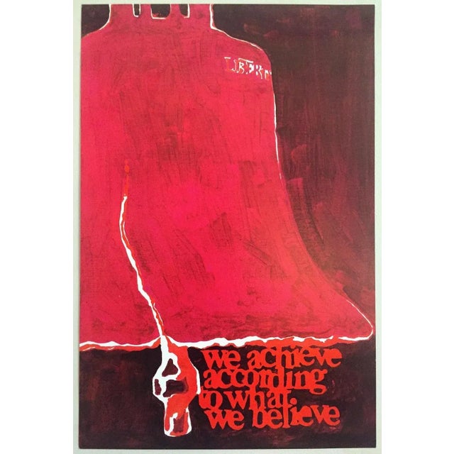 Paper Vintage 1973 Mid Century Modern Lithograph Print Poster " We Achieve According to What We Believe " For Sale - Image 7 of 8