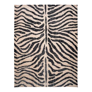 Schumacher Zebre 10' x 14' Hand-Knotted Rug in Ivory/ Black For Sale