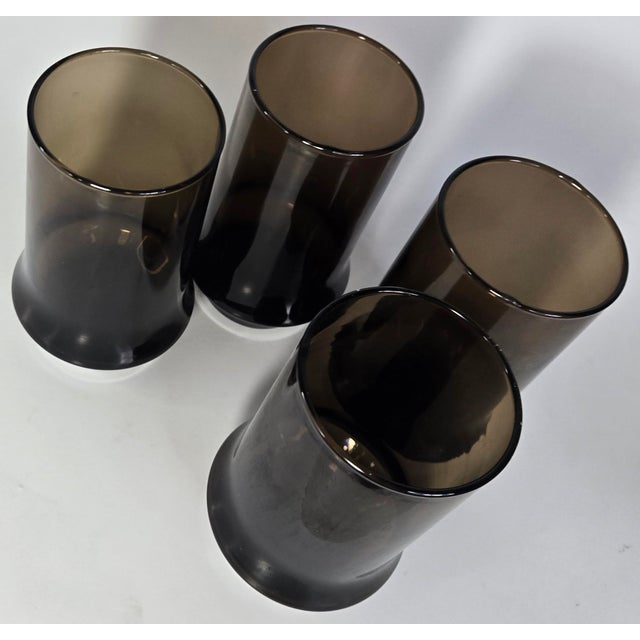 Glass Vintage Deepest Mocha Swerve Tumblers- Set of Four For Sale - Image 7 of 9