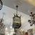 A modernist lighting fixture of French origin. An electrified lantern with a light inside its rectangular casing. It...