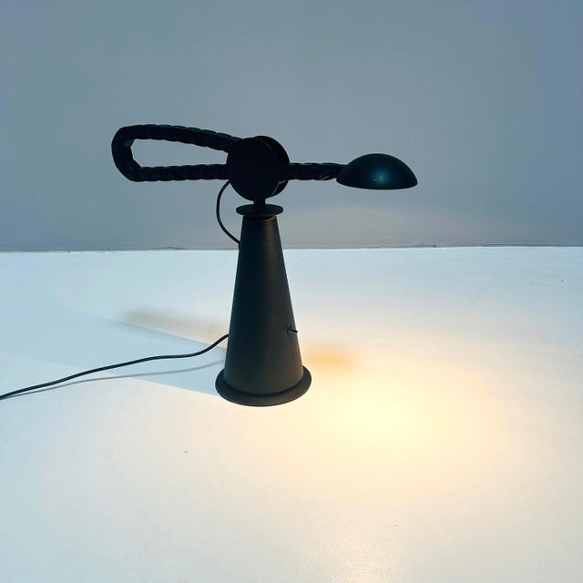 Vintage Italian Black Gaucho Desk Lamp by Studio P.E.R for Egoluce, 1980s For Sale - Image 6 of 13