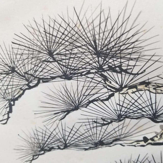 Traditional Japanese Vintage Scroll Painting Featuring Mount Fuji and Auspicious Cranes For Sale - Image 11 of 11