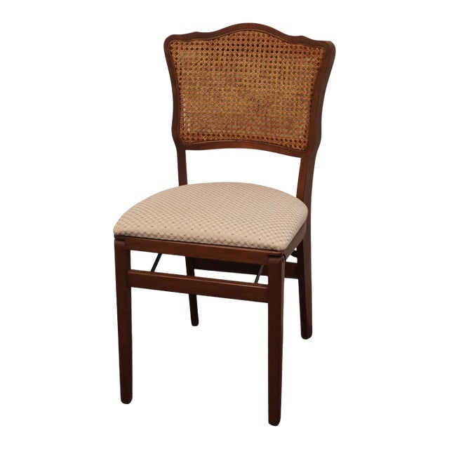Stakmore Furniture of Owego, Ny Walnut Cane Back Folding Game Chair For Sale
