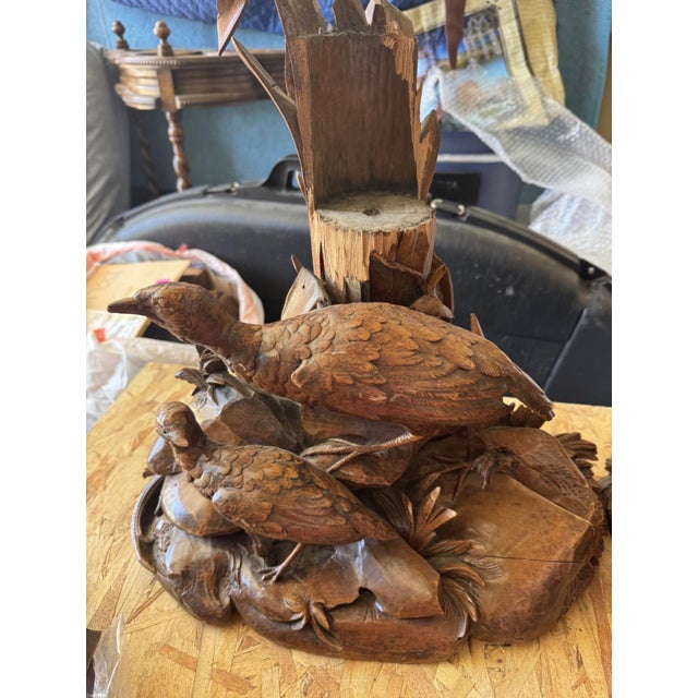 Late 20th Century Monumental Hand-Carved Solid Wood Marsh Wildlife Sculpture With Original Shipping Crate For Sale - Image 4 of 10