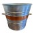 Vintage Metal Bucket With Copper Accent Band and Brass Handles For Sale