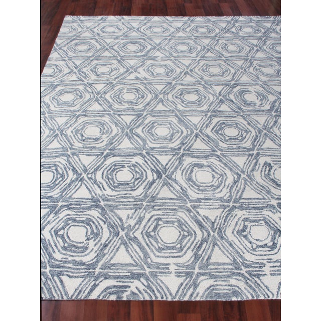 Exquisite Rugs Melbourne Hand Loom Wool & Cotton Dark Blue - 12'x15' For Sale - Image 4 of 9