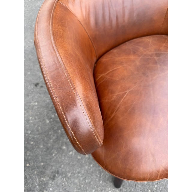 French Mid Century Leather Club Chairs, Pair For Sale - Image 4 of 6