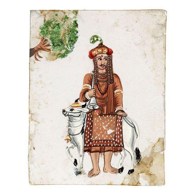 Indian Company School Artist, Figures, Mica & Gouache Paintings, Set of 8 For Sale - Image 9 of 10