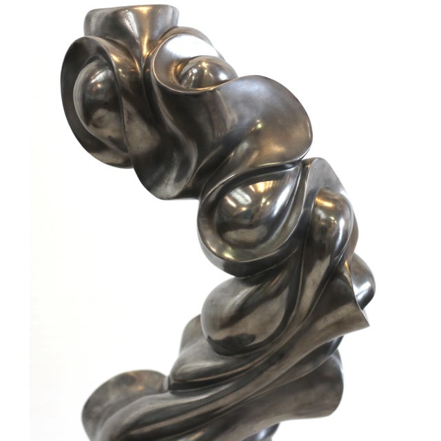 Metal 26 Inches Tall Abstract Original Sculpture by Jacob Burmood - Cold Cast Aluminum Artwork "Fluctuation" For Sale - Image 7 of 13