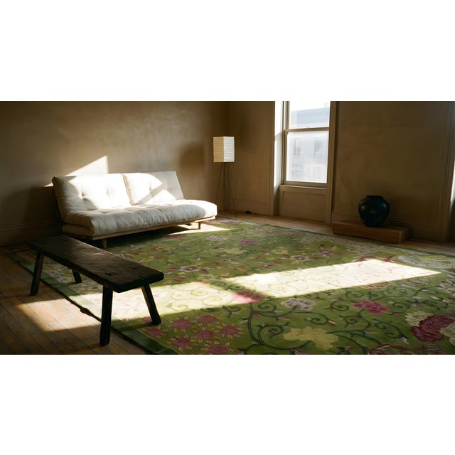 1920s Green Floral Antique Chinese Art Deco Rug 11'10" X 17'2"by Nichols Atelier Handknotted Wool Carpet For Sale - Image 11 of 11
