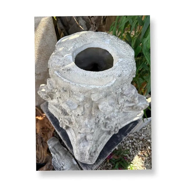 Vintage Italian Concret Corinthian Capital, a Classical Architectural Sculpture. For Sale - Image 4 of 4
