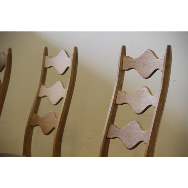 Mid-Century Modern Ladderback Oak Chairs by Henning Kjærnulf, 1960s, Set of 4 For Sale - Image 3 of 14