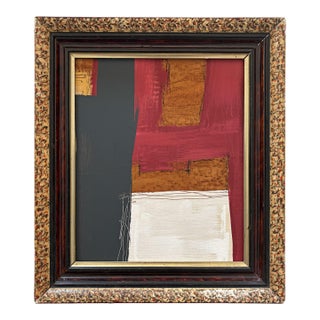 “Romantic” Black Abstract Art in Antique Frame, Transitional Living Room Art by JTS For Sale