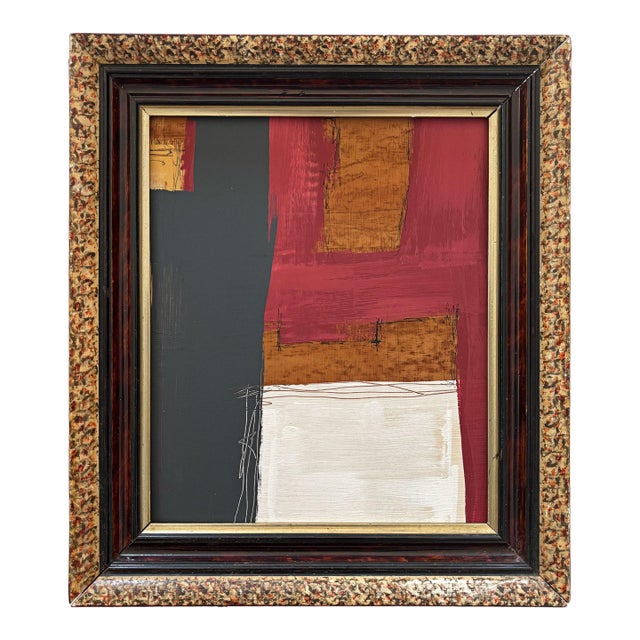 “Romantic” Black Abstract Art in Antique Frame, Transitional Living Room Art by JTS For Sale