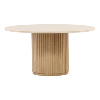 Round Beige Stone Top Dining Table For Sale