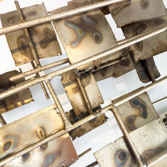 Brutalist Welded Steel & Brass Wall Sculpture in the Early Style of Curtis Jere, 1960s For Sale - Image 13 of 18