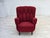 Danish Armchair in Red Furniture Fabric, 1960s For Sale - Image 9 of 18