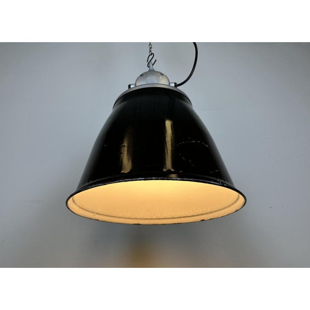 Industrial Black Enamel Factory Pendant Lamp from Elektrosvit, 1960s For Sale - Image 18 of 18