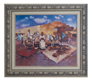 Antonio Villanueva, Moroccan Market Scene, Oil on Board