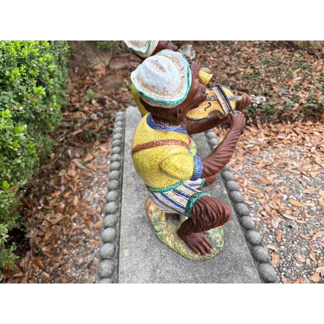 1960s Pair of Italian Glazed Terracotta Monkeys For Sale - Image 11 of 14