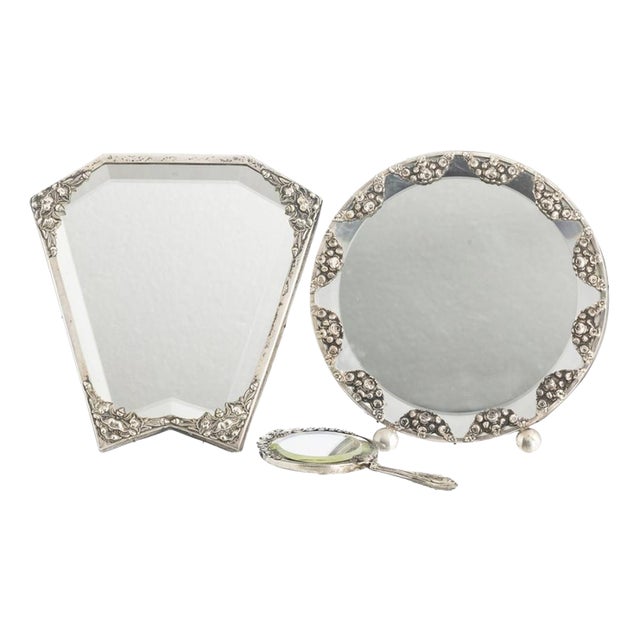 Early 20th Century Portuguese Silver Mirrors, Set of 3 For Sale