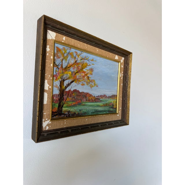 Charming 1960’s vintage autumn landscape oil on board signed Klowery. The composition beautifully captures the warmth and...