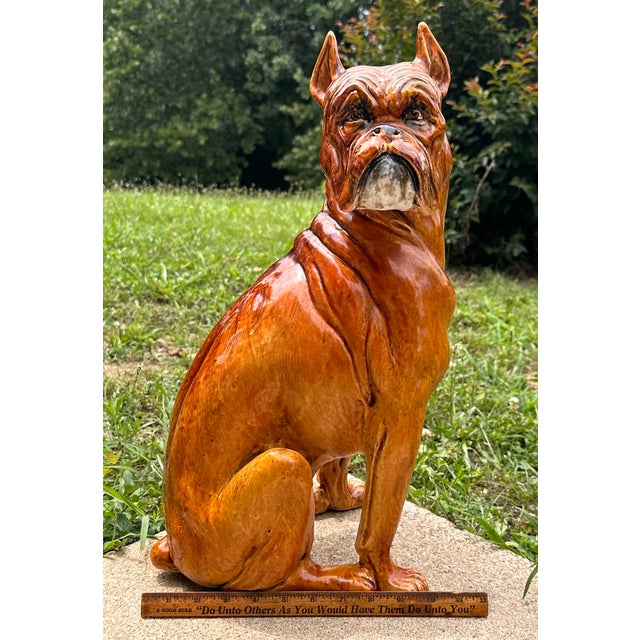 Italian Terracotta Boxer Dog Statue c.1960s For Sale - Image 15 of 17