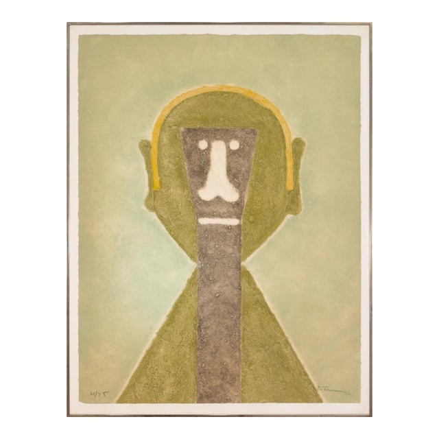Rufino Tamayo - Cabeza en Amarillo, 1976 Signed Aquatint Etching 61/75- Abstract For Sale