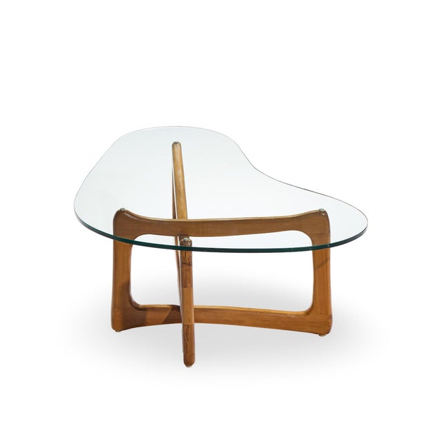 Mid 20th Century Adrian Pearsall for Craft Associates Mid Century Walnut and Glass Coffee Table For Sale - Image 5 of 9