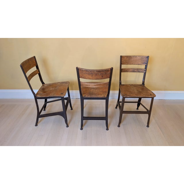 Wood 1940s Toledo Metal Furniture Co. Industrial Steel & Plywood Dining Chairs, Set of 6 For Sale - Image 7 of 13