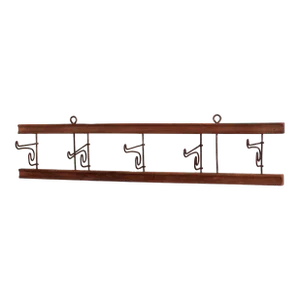Long Wood Rail Rack With Foldable Hooks From the Early 1900s