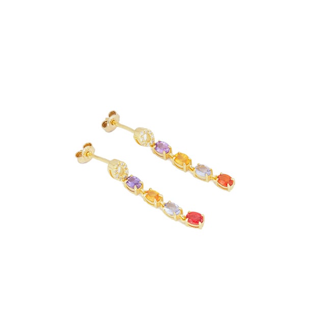 Not Yet Made - Made To Order Multicolor Gemstone Earrings Studs in 14k Gold - 2 Pieces For Sale - Image 5 of 10