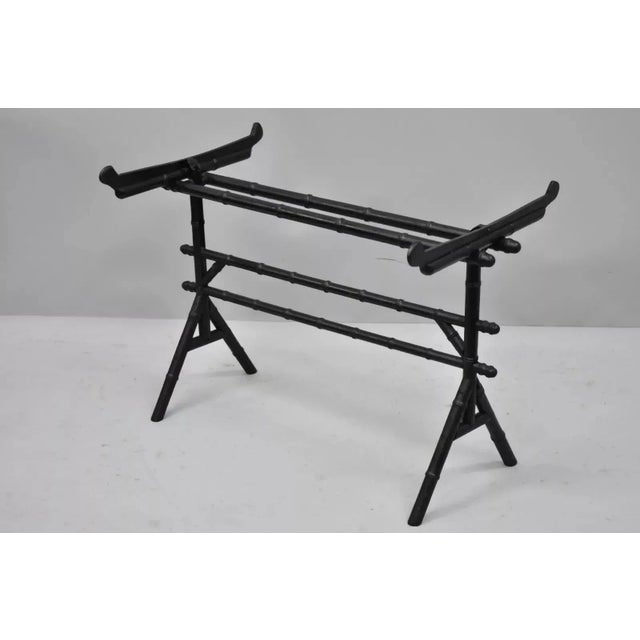 19th Century English Victorian Leather Tole Tray on Faux Bamboo Base For Sale - Image 10 of 10