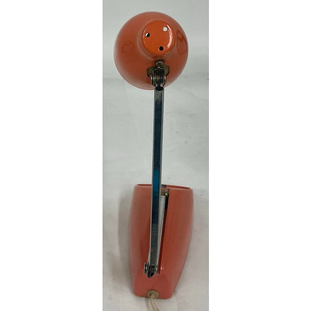 1960s Midcentury Hamilton Industries Orange Articulated Small Desk Lamp For Sale - Image 5 of 12