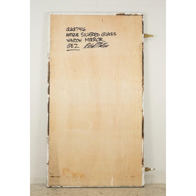Wood Handcrafted Silver Glass Window Wall Mirror 31.625 X 57.375 In. For Sale - Image 7 of 7