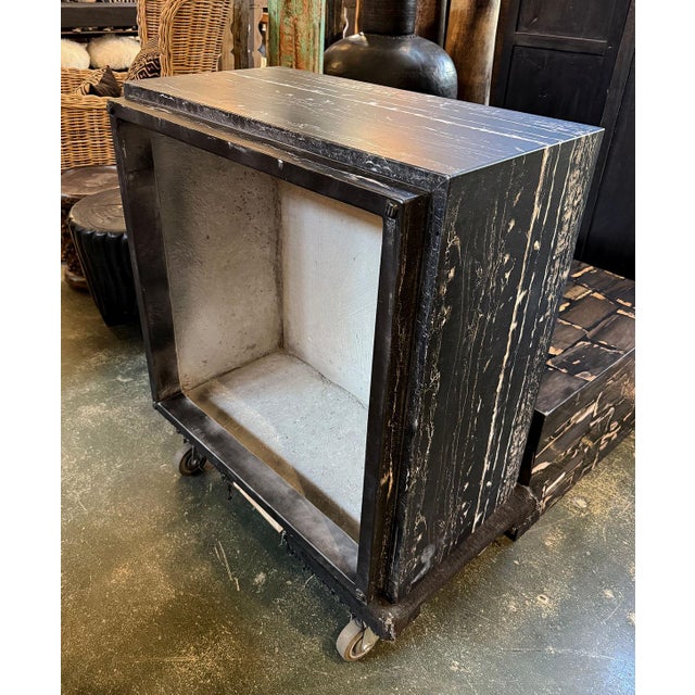 Black Modern Marble Cement Square Coffee Table For Sale - Image 8 of 8