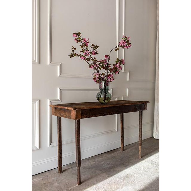 19th Century Antique Farmhouse Reclaimed Wood Copper Console Table For Sale In Minneapolis - Image 6 of 18