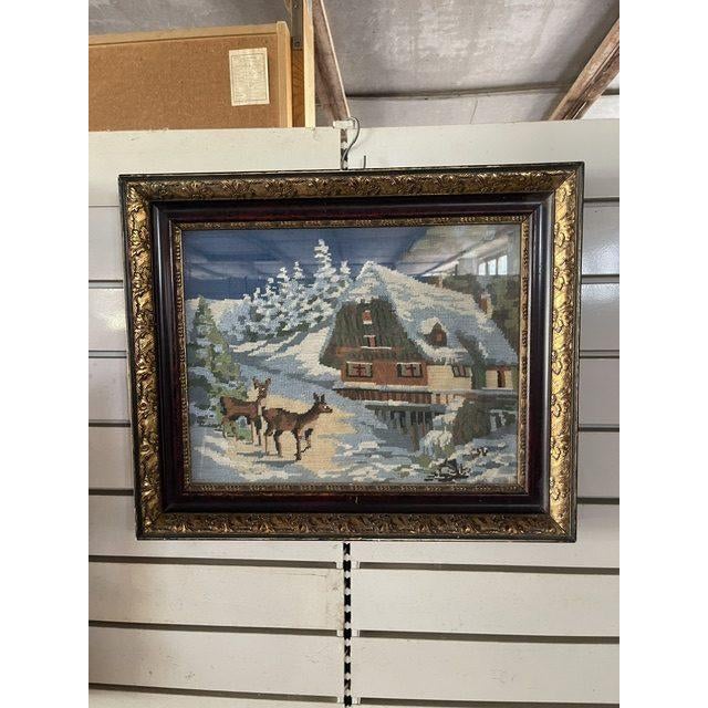 1930s Vintage Embroidered Painting, 1940s For Sale - Image 5 of 5