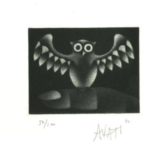 Owl - Original Etching on Paper by Mario Avati - 1960s 1960s For Sale